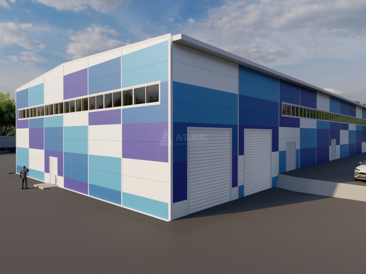 3D визуализация Производственное здание из сэндвич-панелей - фото 2