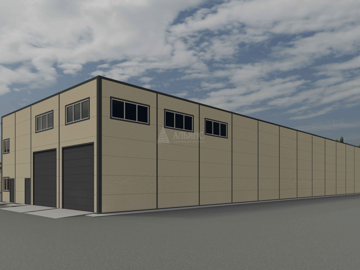 3D визуализация Склад с АБК из сэндвич-панелей - фото 2