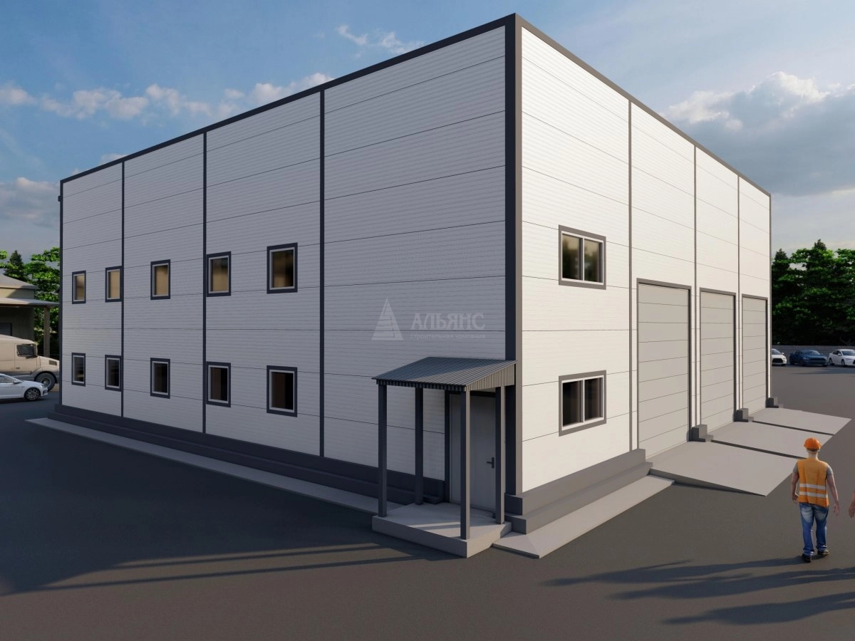 3D визуализация СТО с АБК из сэндвич-панелей - фото 4